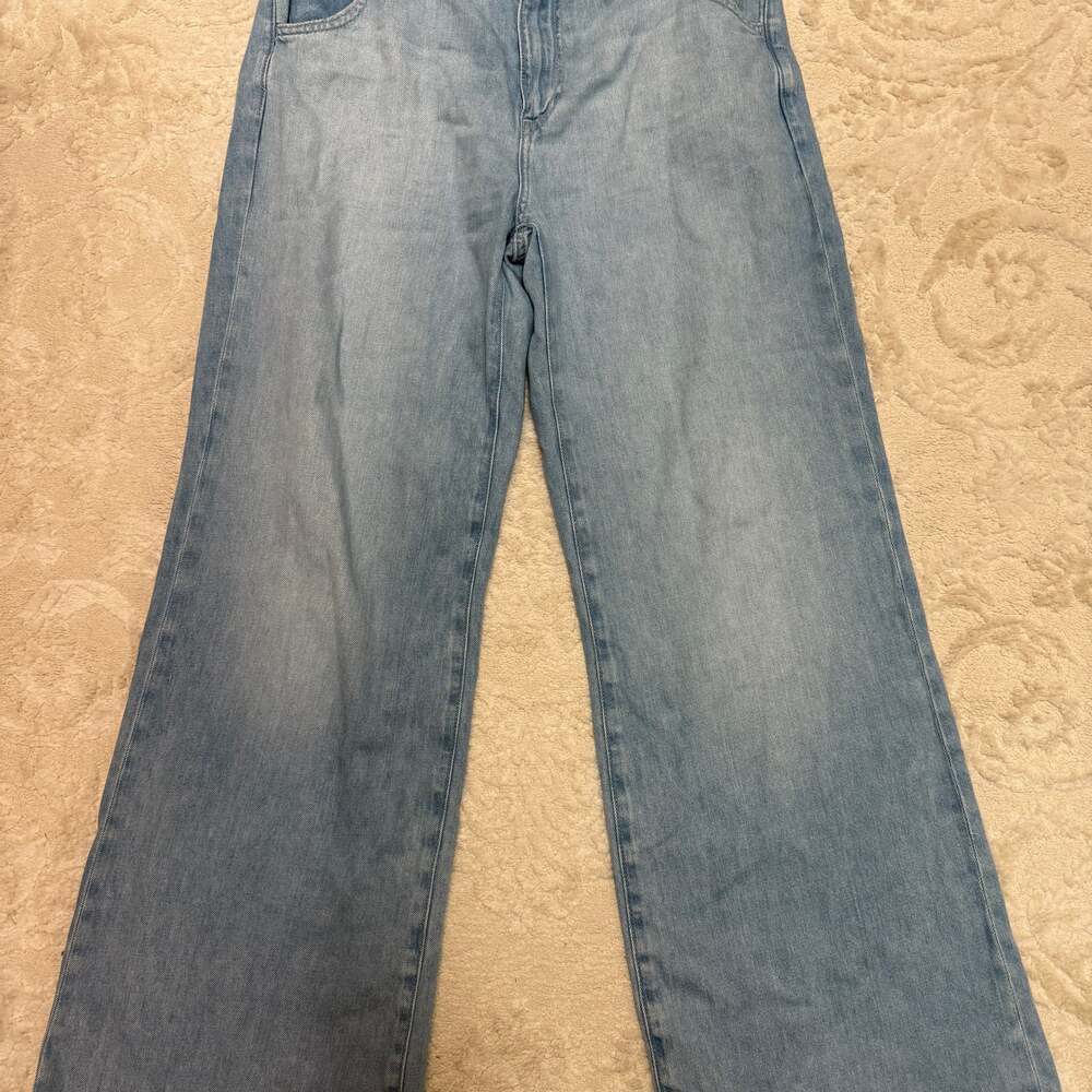 Uniqlo Jeans Womens Wide Flare Leg Light Wash Denim 100% Cotton High Rise 30